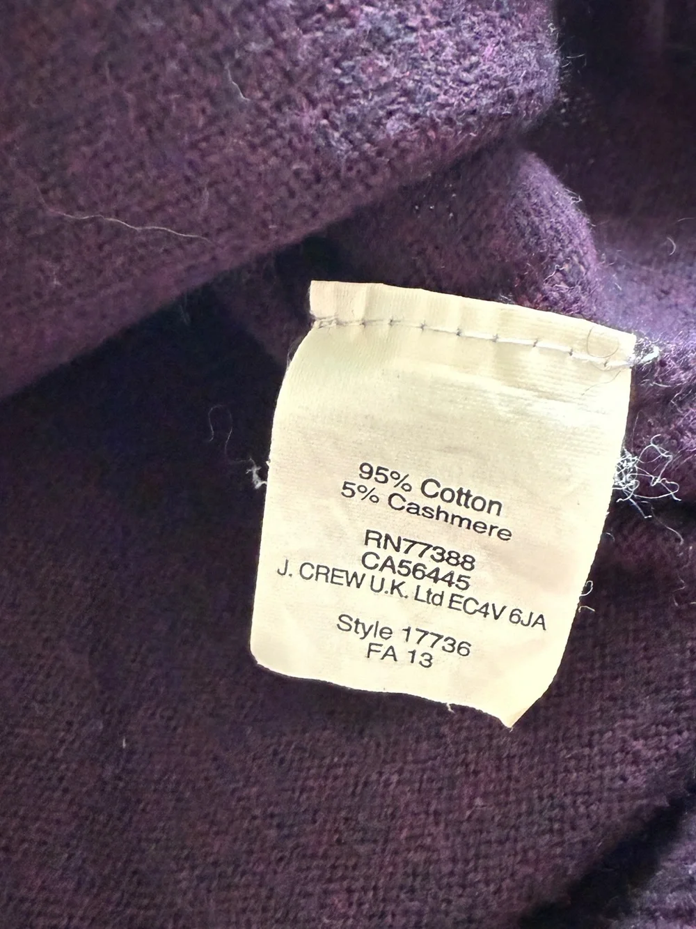 J. Crew Men’s V-Neck‎ Sweater in Plum